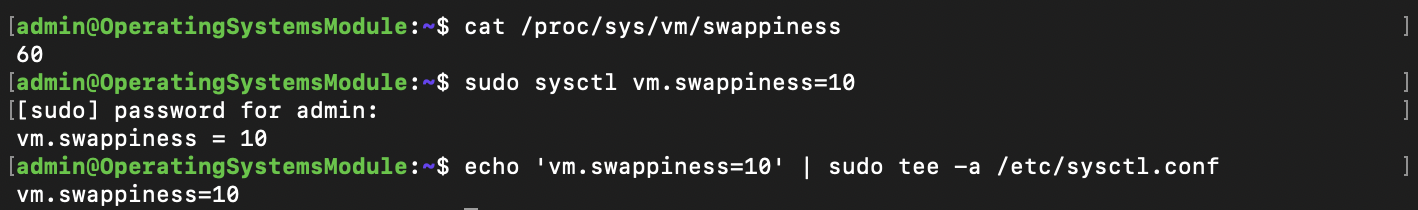 Optimisation Swappiness